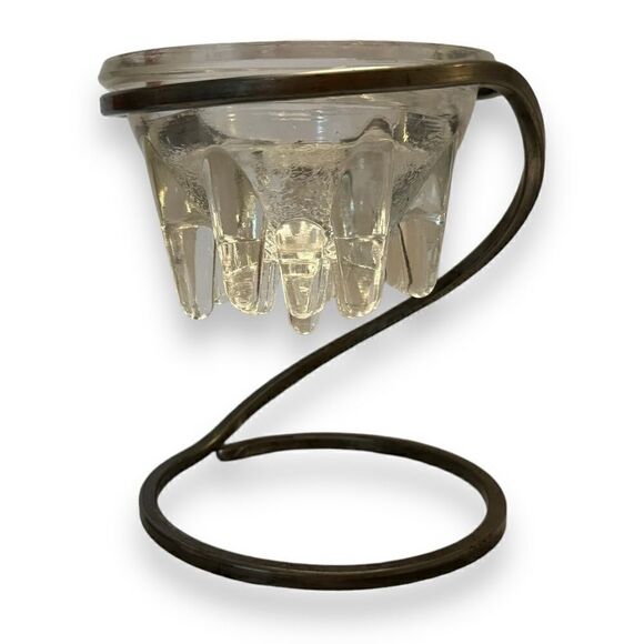 Glass Icicle Candle Holder On Metal Stand - Picture 1 of 4